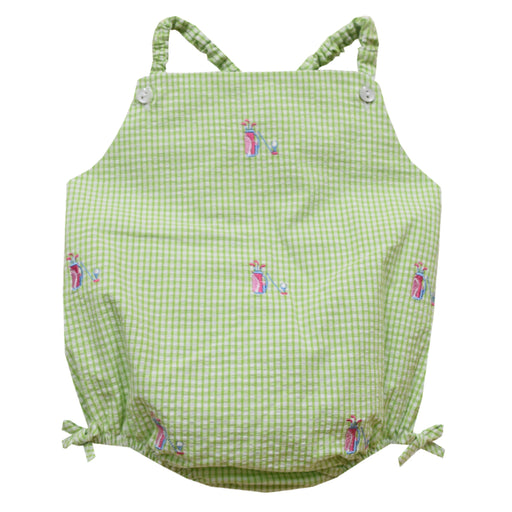 Golf Embroidered Lime Green Check Seersucker One Piece Suit - Vive La Fête - Online Apparel Store