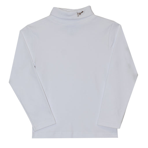 Pointer Embroidery White Knit Boys Turtle Neck Long Sleeve