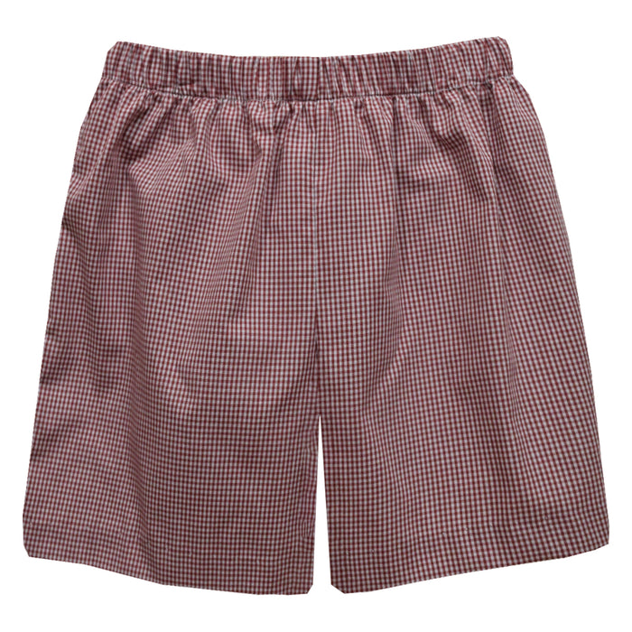 Maroon Gingham Pull on Short