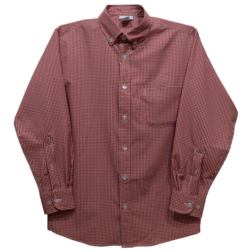Red Gingham Long Sleeve Button Down Shirt
