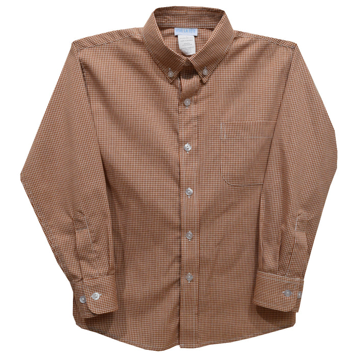 Rust Gingham Long Sleeve Button Down Shirt