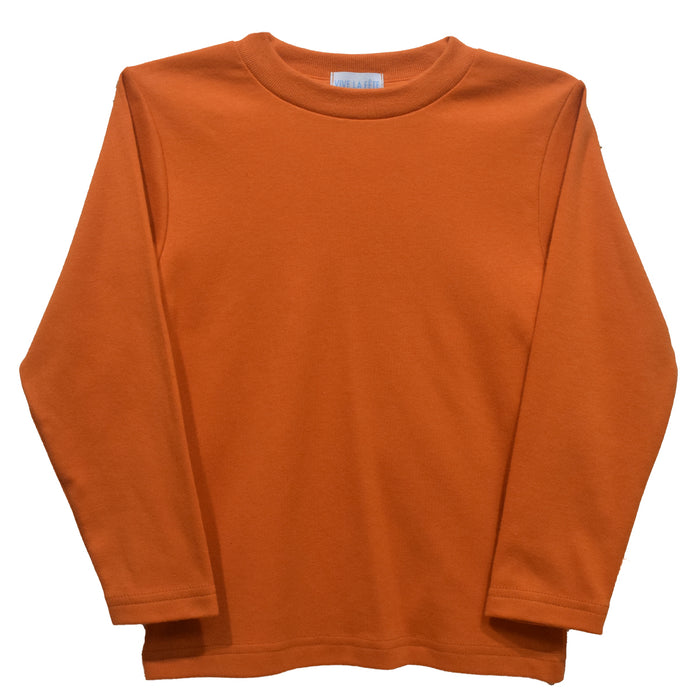 Orange Knit Long Sleeve Boys Tee Shirt