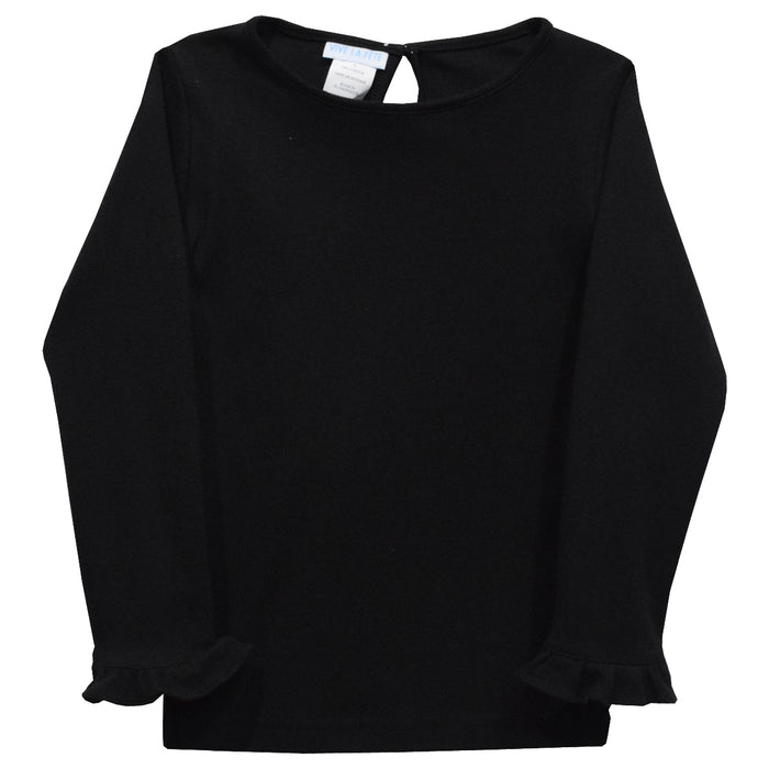 Black Knit Long Sleeve Girls Blouse