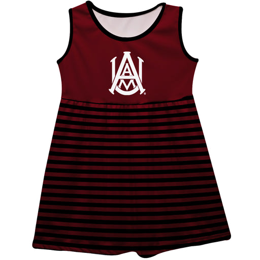 Alabama A&M Bulldogs Vive La Fete Girls Game Day Sleeveless Tank Dress Solid Maroon Logo Stripes on Skirt - Vive La Fête - Online Apparel Store