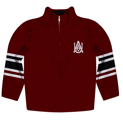 Alabama A&M Bulldogs Vive La Fete Game Day Maroon Quarter Zip Pullover Stripes on Sleeves - Vive La Fête - Online Apparel Store