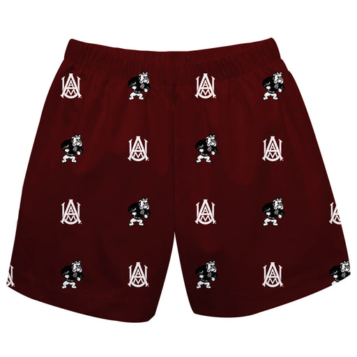 Alabama A&M Bulldogs Vive La Fete Boys Game Day All Over Logo Elastic Waist Classic Play Maroon Pull On Short - Vive La Fête - Online Apparel Store