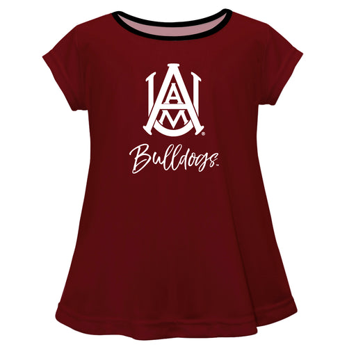 Alabama A&M Bulldogs Vive La Fete Girls Game Day Short Sleeve Maroon Top with School Logo and Name - Vive La Fête - Online Apparel Store