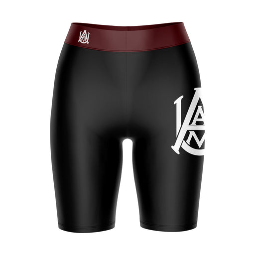 Alabama A&M Bulldogs Vive La Fete Game Day Logo on Thigh and Waistband Black and Maroon Women Bike Short 9 Inseam"