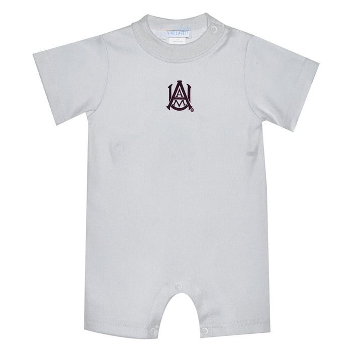 Alabama A&M Bulldogs Embroidered White Knit Short Sleeve Boys Romper