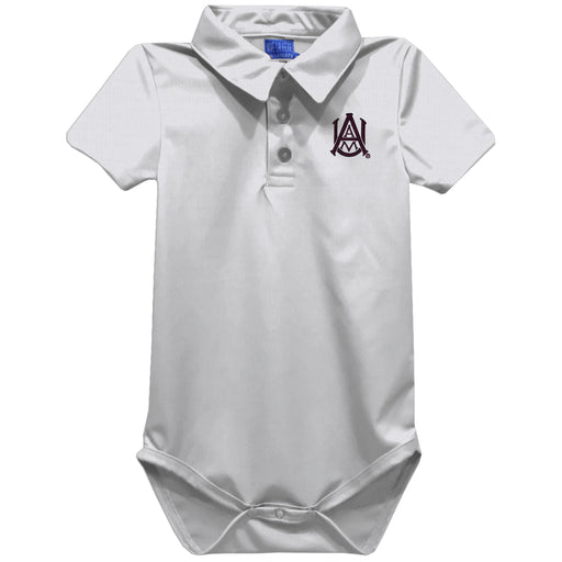 Alabama A&M Bulldogs Embroidered White Solid Knit Boys Polo Bodysuit
