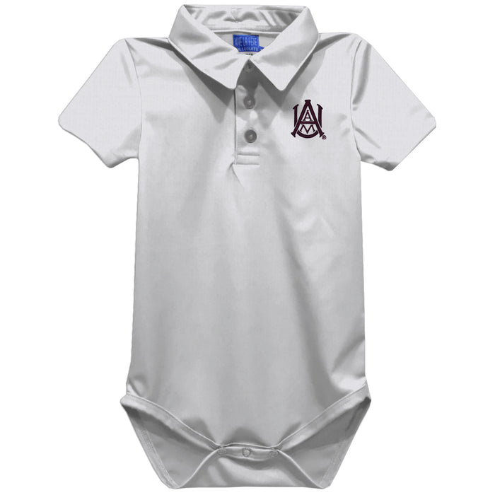 Alabama A&M Bulldogs Embroidered White Solid Knit Boys Polo Bodysuit