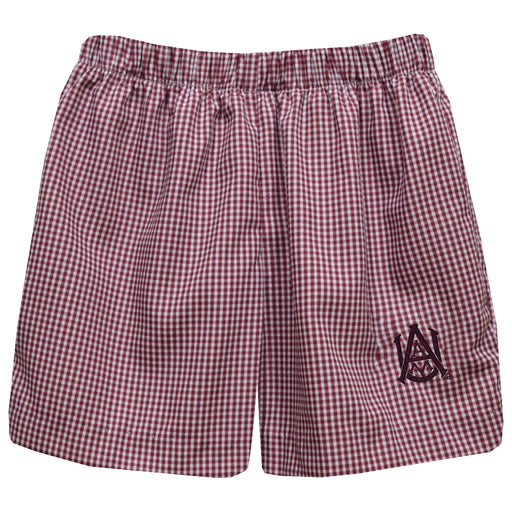 Alabama AM Bulldogs Embroidered Maroon Gingham Pull On Short