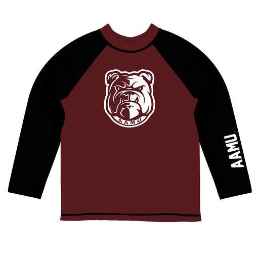Alabama A&M Bulldogs Vive La Fete Logo Maroon Black Long Sleeve Raglan Rashguard