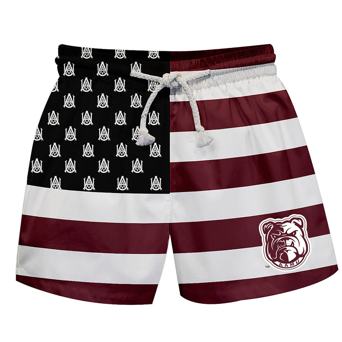 Alabama A&M Bulldogs Vive La Fete Game Day Maroon White Black Flag Swimtrunks V1