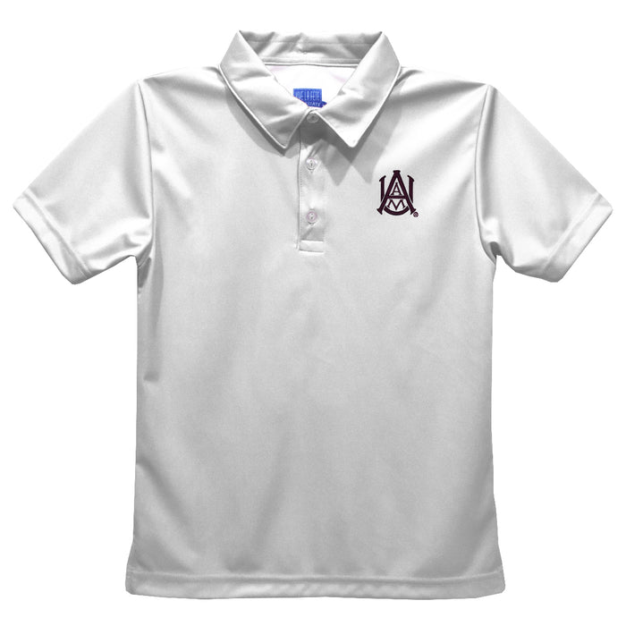 Alabama AM Bulldogs Embroidered White Short Sleeve Polo Box Shirt