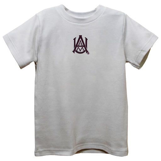Alabama A&M Bulldogs Embroidered White Short Sleeve Boys Tee Shirt