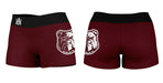 Alabama A&M Bulldogs Vive La Fete Logo on Thigh & Waistband Maroon Black Women Yoga Booty Workout Shorts 3.75 Inseam - Vive La Fête - Online Apparel Store