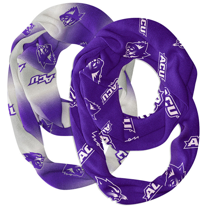 Abilene Christian Wildcats Vive La Fete All Over Logo Collegiate Women Set of 2 Light Weight Ultra Soft Infinity Scarfs