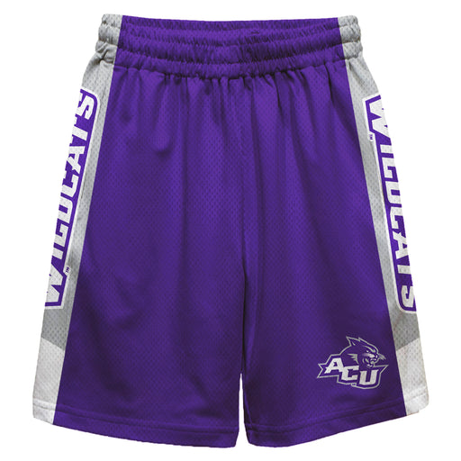 Abilene Christian Wildcats ACU Vive La Fete Game Day Purple Stripes Boys Solid Gray Athletic Mesh Short