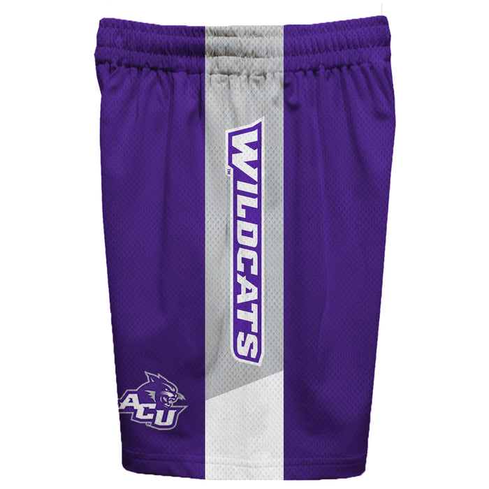 Abilene Christian Wildcats ACU Vive La Fete Game Day Purple Stripes Boys Solid Gray Athletic Mesh Short - Vive La Fête - Online Apparel Store