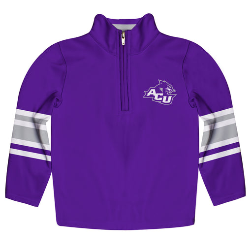 Abilene Christian Wildcats ACU Vive La Fete Game Day Purple Quarter Zip Pullover Stripes on Sleeves