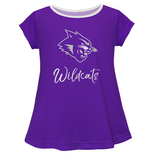 Abilene Christian Wildcats ACU Vive La Fete Girls Game Day Short Sleeve Purple Top with School Logo and Name