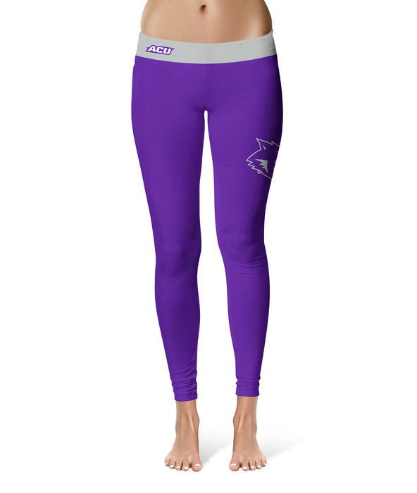 Abilene Christian Wildcats Vive La Fete Game Day Collegiate Logo on Thigh Purple Women Yoga Leggings 2.5 Waist Tights
