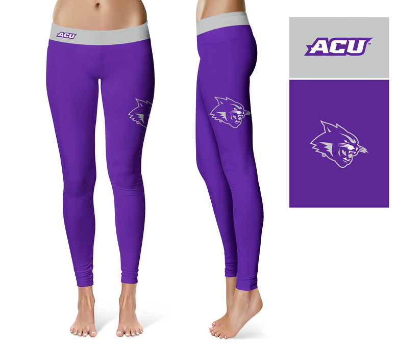 Abilene Christian Wildcats Vive La Fete Game Day Collegiate Logo on Thigh Purple Women Yoga Leggings 2.5 Waist Tights - Vive La Fête - Online Apparel Store