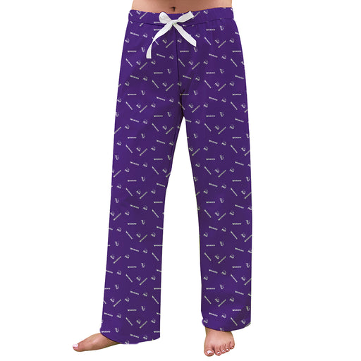 Abilene Christian Wildcats ACU Vive La Fete Game Day All Over Logo Women Purple Lounge Pants
