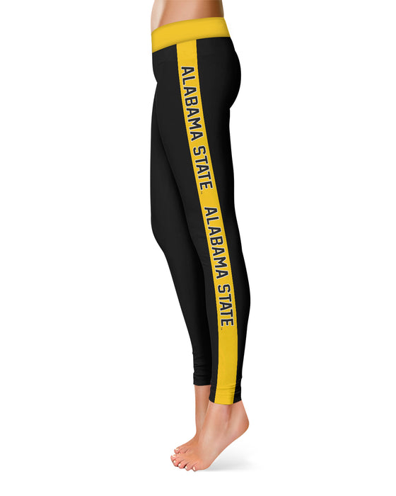 Alabama State Yellow Stripe Black Leggings - Vive La Fête - Online Apparel Store