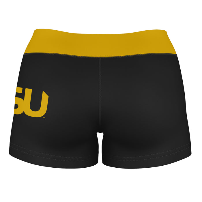 ASU Hornets Vive La Fete Game Day Logo on Thigh and Waistband Black & Gold Women Yoga Booty Workout Shorts 3.75 Inseam" - Vive La Fête - Online Apparel Store
