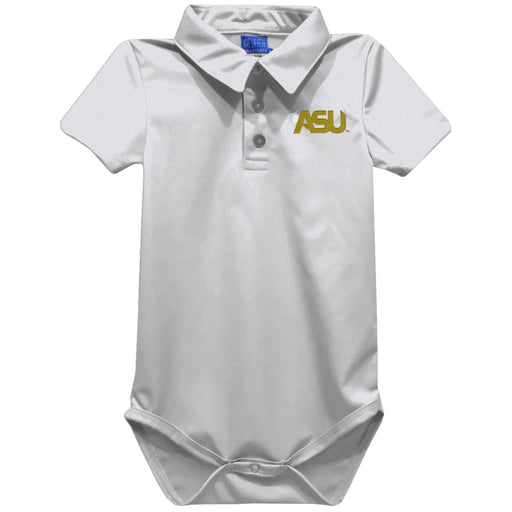 Alabama State  Hornets Embroidered White Solid Knit Polo Onesie
