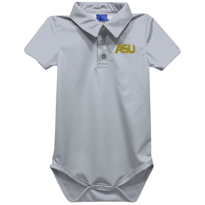 Alabama State  Hornets Embroidered Gray Solid Knit Polo Onesie