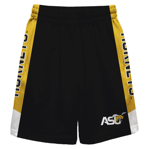 Alabama State Hornets Vive La Fete Game Day Black Stripes Boys Solid Gold Athletic Mesh Short