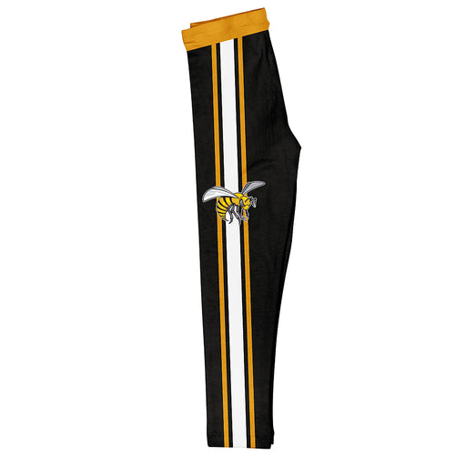 Alabama State Hornets Vive La Fete Girls Game Day Black with Gold Stripes Leggings Tights