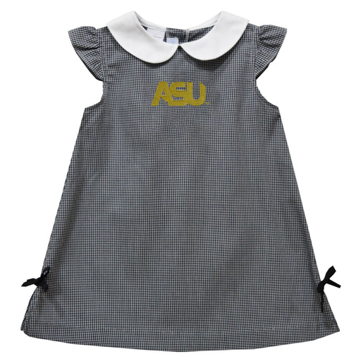 Alabama State Hornets Embroidered Black Gingham A Line Dress