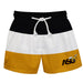 Alabama State Hornets Vive La Fete Black White Gold Stripes Swimtrunks V1