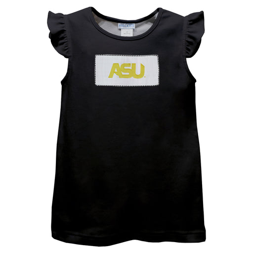 Alabama State University Smocked Black Knit Angel Wing Sleeves Girls Tshirt