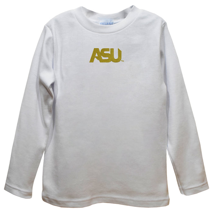 Alabama State Hornets Embroidered White Long Sleeve Boys Tee Shirt