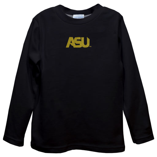 Alabama State Hornets Embroidered Black Long Sleeve Boys Tee Shirt