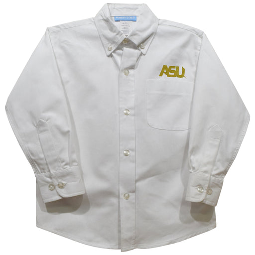 Alabama State Hornets Embroidered White Long Sleeve Button Down Shirt