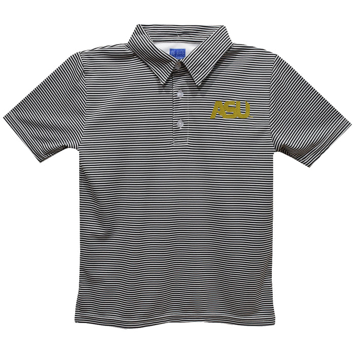 Alabama State Hornets Embroidered Black Stripes Short Sleeve Polo Box Shirt