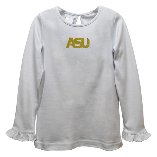 Alabama State Hornets Embroidered White Knit Long Sleeve Girls Blouse