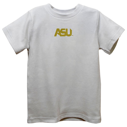 Alabama State Hornets  Embroidered White Short Sleeve Boys Tee Shirt