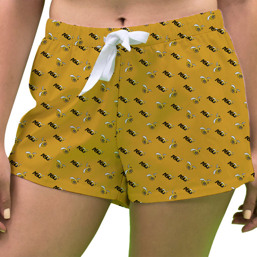 Alabama State Hornets Vive La Fete Game Day All Over Logo Women Gold Lounge Shorts