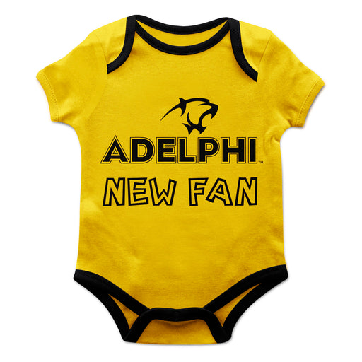 Adelphi Panthers Vive La Fete Infant Game Day Gold Short Sleeve Onesie New Fan Logo and Mascot Bodysuit