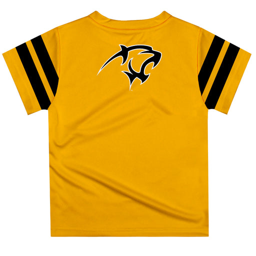 Adelphi Panthers Vive La Fete Boys Game Day Gold Short Sleeve Tee with Stripes on Sleeves - Vive La Fête - Online Apparel Store