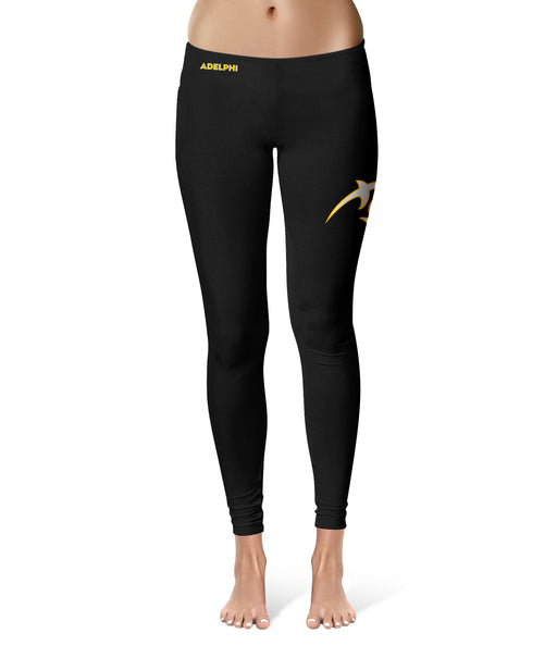Adelphi Panthers Vive La Fete Collegiate Large Logo on Thigh Women Black Yoga Leggings 2.5 Waist Tights