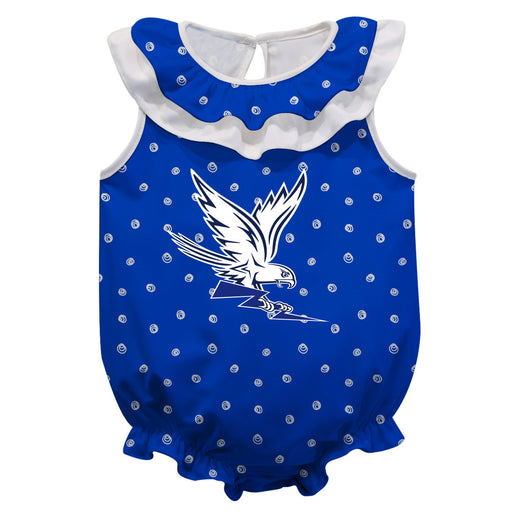 Air Force Academy Falcons Swirls Blue Sleeveless Ruffle Onesie Logo Bodysuit