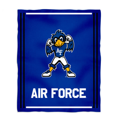 US Airforce Falcons Vive La Fete Kids Game Day Blue Plush Soft Minky Blanket 36 x 48 Mascot